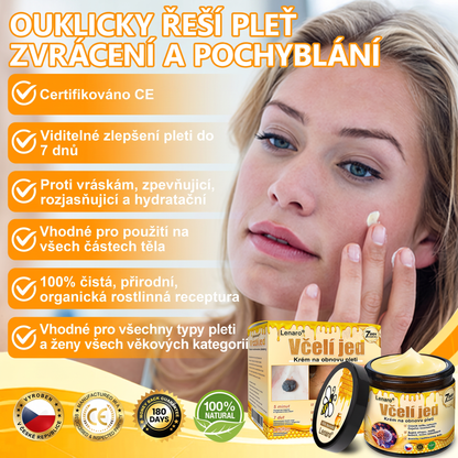 Lenaro® Krém s včelím jedem na obnovu pokožky 🐝 pomáhá při řešení kožních problémů, jako jsou: vrásky, jizvy, pigmentové skvrny, strie, akné, lupénka, ekzém, kožní léze, podráždění, záněty a další kožní potíže.