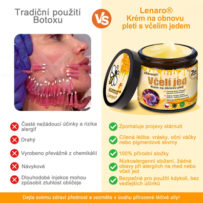 Lenaro® Krém s včelím jedem na obnovu pokožky 🏆 pomáhá při řešení kožních problémů, jako jsou: vrásky, jizvy, pigmentové skvrny, strie, akné, lupénka, ekzém, kožní léze, podráždění, záněty a další kožní potíže.