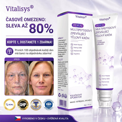 Vitalisys®☀️PDRN Multi-Peptide Masážní tělový krém s válečkem — proti stárnutí, hydratuje, zpevňuje a liftinguje pokožku, podporuje regeneraci, sjednocuje tón pleti a pečuje o nedokonalosti a tmavé skvrny.🍎