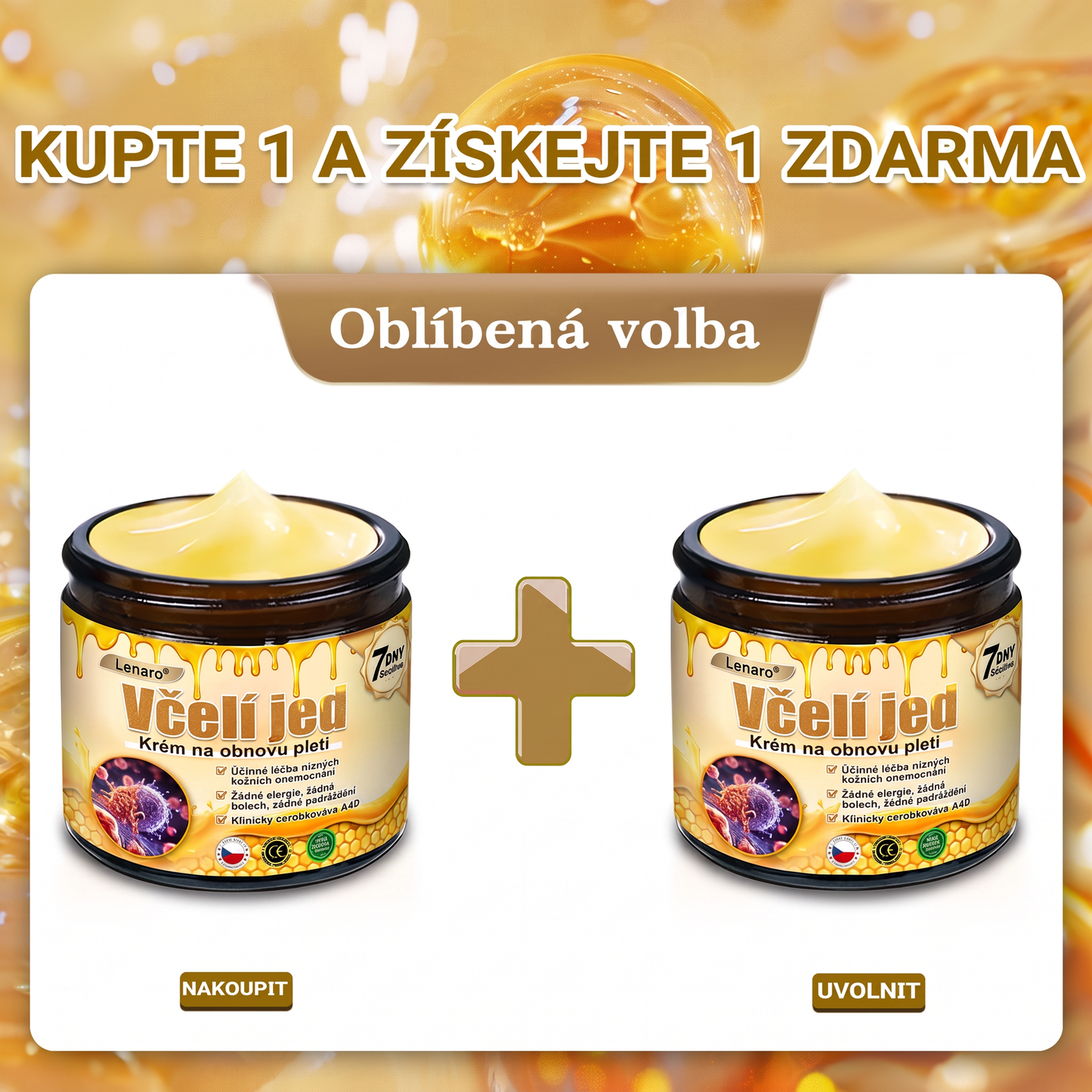 Lenaro® Krém s včelím jedem na obnovu pokožky 🍃 pomáhá při řešení kožních problémů, jako jsou: vrásky, jizvy, pigmentové skvrny, strie, akné, lupénka, ekzém, kožní léze, podráždění, záněty a další kožní potíže.