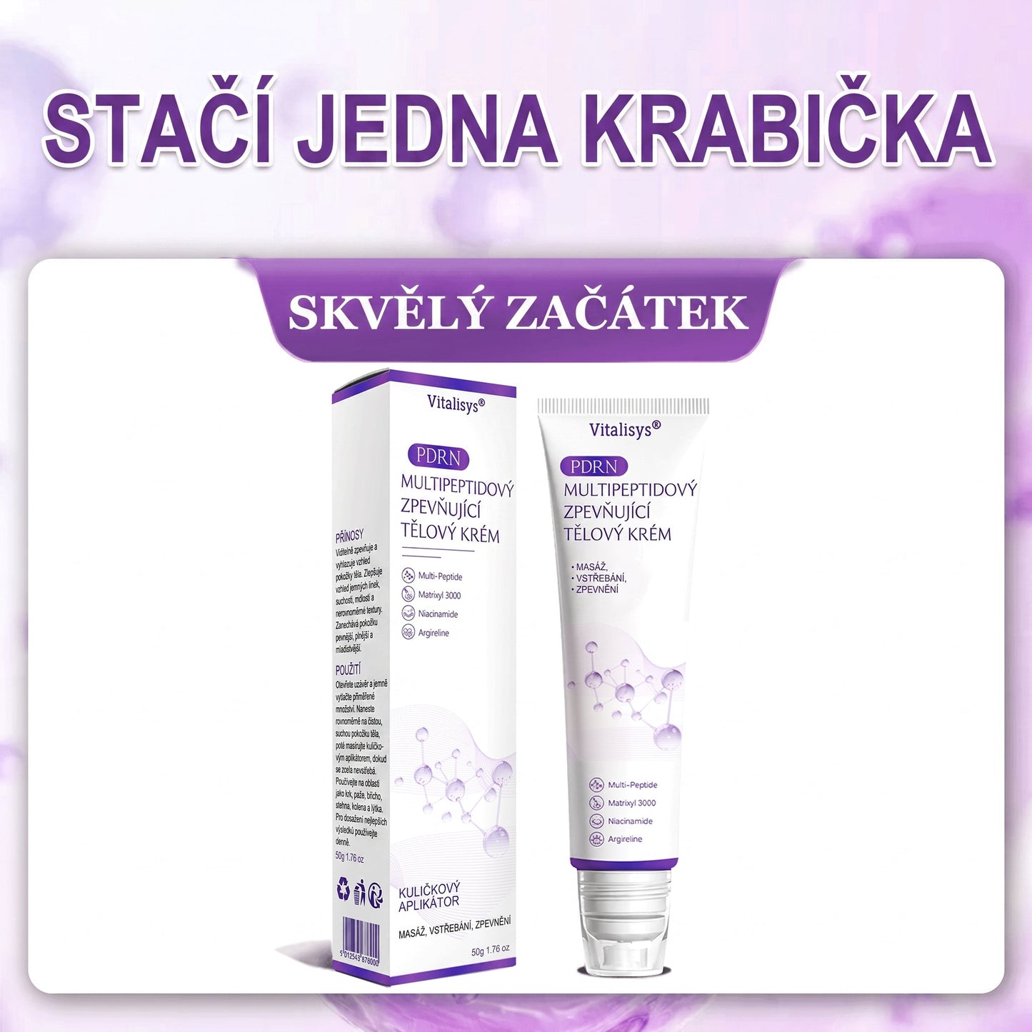 Vitalisys®⭐️PDRN Multi-Peptide Masážní tělový krém s válečkem — proti stárnutí, hydratuje, zpevňuje a liftinguje pokožku, podporuje regeneraci, sjednocuje tón pleti a pečuje o nedokonalosti a tmavé skvrny.
