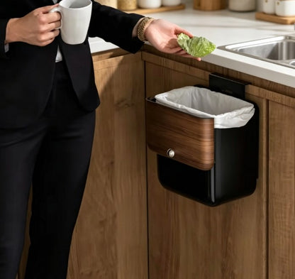 3.2 Gallon Wall-Mounted Kitchen Trash Can with Lid - Hanging Garbage Bin for Cabinet Door - Large Capacity Odor-Proof Compost Bin for Under Sink, Bathroom & Office (Black)