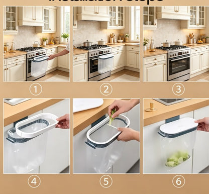 Cabinet Door Trash Bag Stand - Minimalist Hanging Garbage Bag Organizer - 2-in-1 Waste Bag Rack & Hand Towel Holder for Kitchen, Laundry & RV