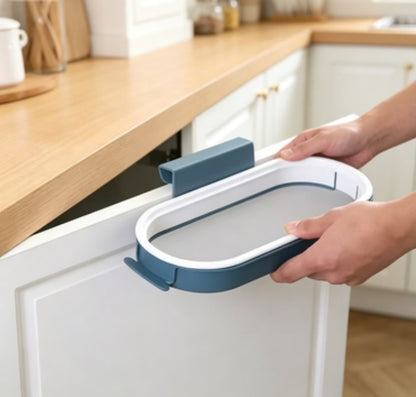 Cabinet Door Trash Bag Stand - Minimalist Hanging Garbage Bag Organizer - 2-in-1 Waste Bag Rack & Hand Towel Holder for Kitchen, Laundry & RV