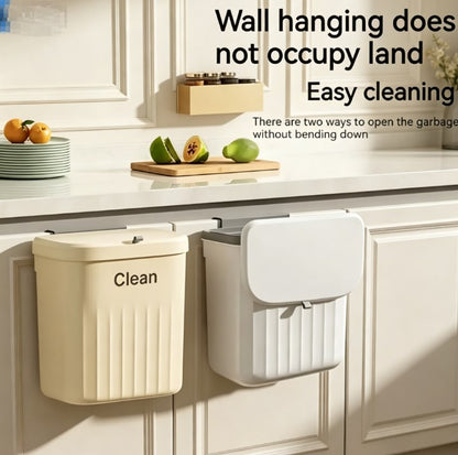 Large Hanging Trash Bin for Kitchen Waste - 12L Space-Saving Cabinet Mounted Garbage Can with Sliding Lid - Sealed Odorless Compost Pail for Food Scraps