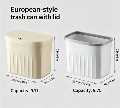 Large Hanging Trash Bin for Kitchen Waste - 12L Space-Saving Cabinet Mounted Garbage Can with Sliding Lid - Sealed Odorless Compost Pail for Food Scraps