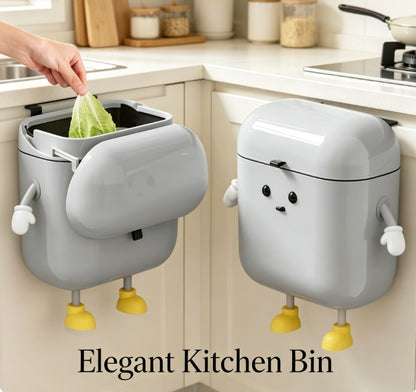 Modern Cream-Colored Slim Step-Free Trash Can - Wall-Mounted Waste Basket with Easy-Open Lid - DIY Small Space Garbage Bin for Modern Home & Kitchen