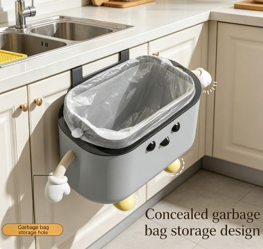 Modern Cream-Colored Slim Step-Free Trash Can - Wall-Mounted Waste Basket with Easy-Open Lid - DIY Small Space Garbage Bin for Modern Home & Kitchen