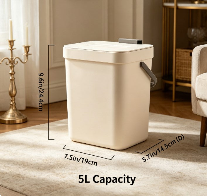 Modern Hands-Free Step Garbage Can - Odor-Proof Sealed Trash Bin for Home & Workspace - Space-Saving Design, 3L/5L Capacity