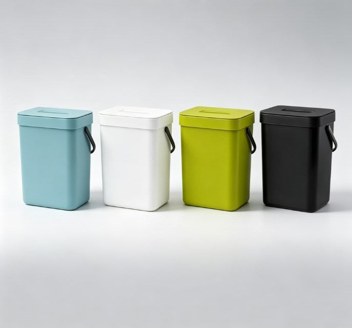 Modern Minimalist Hanging Trash Bin with Lid - Large Space-Saving Kitchen Compost Bin - Thickened Wall-Mount Garbage Can for Cabinetry & Bathroom