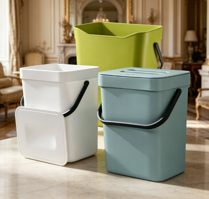 Modern Minimalist Hanging Trash Bin with Lid - Large Space-Saving Kitchen Compost Bin - Thickened Wall-Mount Garbage Can for Cabinetry & Bathroom