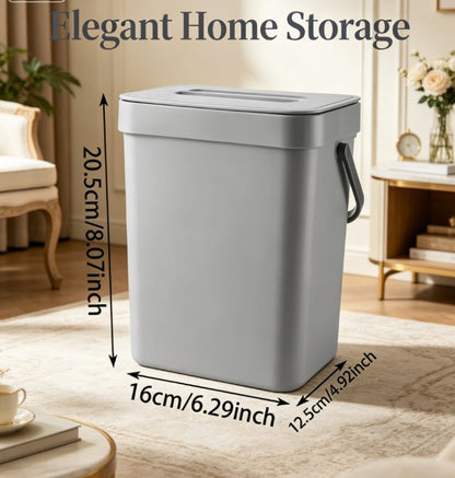 Small Wall-Mounted Kitchen Trash Can with Lid - 1.3 Gallon Odor-Proof Countertop Compost Bin - Green Hanging Garbage Container for Food Waste & Scraps