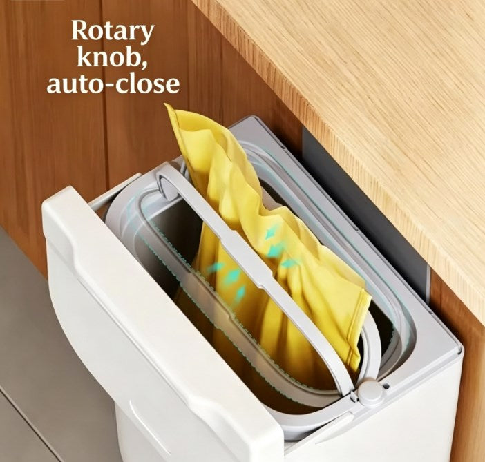 Under-Sink Hanging Garbage Bin for Kitchen Waste - Space-Saving Cabinet Mounted Trash Can with Sliding Lid - Sealed Compost Pail for Food Scraps & Bathroom