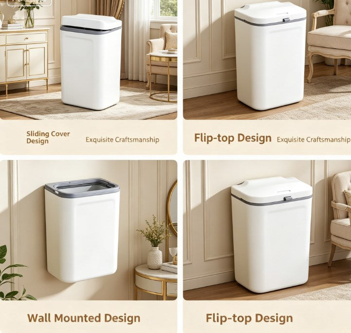 Under-Sink Hanging Garbage Bin for Kitchen Waste - Space-Saving Cabinet Mounted Trash Can with Sliding Lid - Sealed Compost Pail for Food Scraps & Bathroom